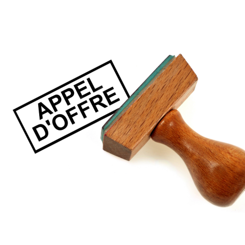 Un tampon avec la mention appel d'offre